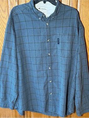 Columbia Blue Plaid Long-Sleeve Button-Down Shirt Size XXL